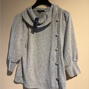 Adrienne Vittadini Light Gray Cowl Neck Sweater